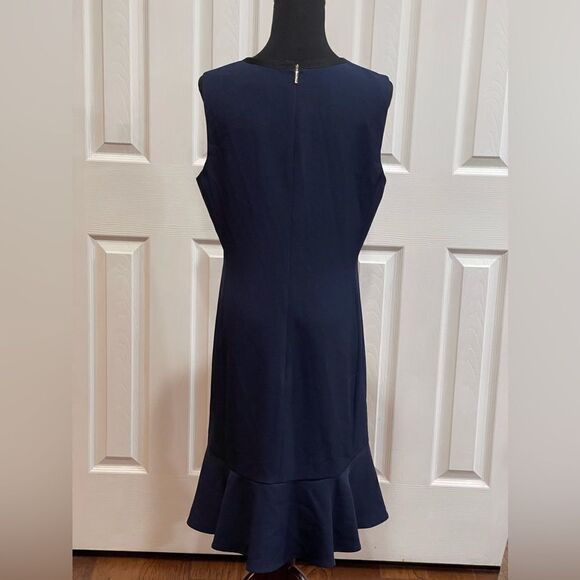 Karl Lagerfeld Paris Navy Ruffle Hem Dress with Bow Detail - Size 12 - NWT - Picture 3 of 5